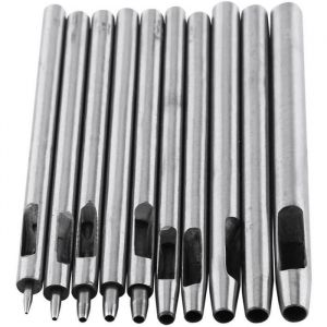 10pcs en cuir trou perforé ensemble kit de perforateur en cuir en cuir outil de métier creux pour joint en cuir de bande de