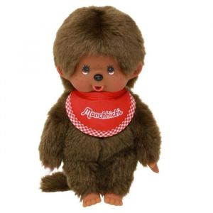 Monchhichi - Garçon Couleur - Kiki - Poupée - avec Bavette rouge