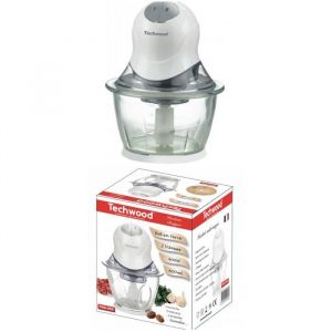 Mini Hachoir BLANC Bol en verre 600 ML - 300W 2 Vitesses