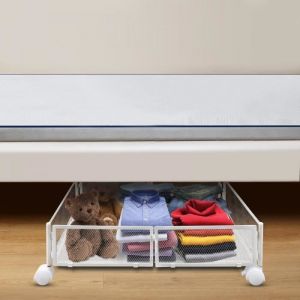 Rangement sous Lit avec Roulettes - JEOBEST - Blanc - 60*40*17cm