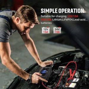 Chargeur Booster Et C&acirc;bles De D&eacute;marrage Chargeur De Maintien Au Plomb-Acide Agm Gel Sla Lithium Lron Lifepo4 12v 15a 24v 10a