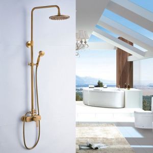 Colonne de Douche - Bronze - Mitigeur Mécanique - Douche à Effet Pluie - Hauteur Réglable - Flexible 15m