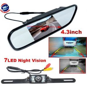 Écran avec Camera de recul 4.3 TFT LCD rétroviseur de voiture afficher + 7 IR LED caméra de vision arrière Vision nocturne