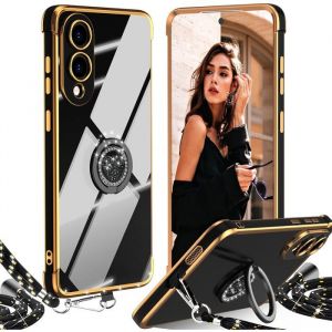 Coque Pour Samsung Galaxy S25 Edge Avec Cordon Avec Anneau De Support Coeur Étui Housse Antichoc Souple Silicone Tpu Bump[COQ197]
