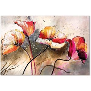 Peinte &agrave; la main de Peinture &agrave; lhuile Artistique fleurs coquelicots nature plantes 60x80cm sans cadre