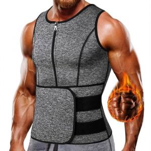 Gilet de Sudation Homme Sauna Néoprène pour Minceur Ceinture de Sudation Fitenes Sports Débardeur Gris