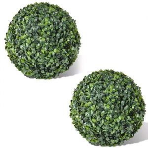 Boule de Buis Artificielle Plante Artificielle Boule Plastique de Buis 2 pcs 35 cm