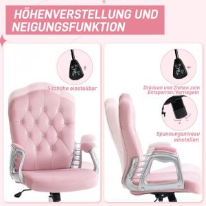 chaise de bureau pour femme chaise de bureau ergonomique avec fonction rocker hauteur r&eacute;glable 120 kg rose