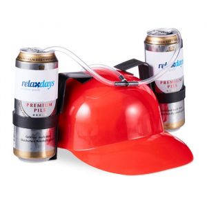 Casque &agrave; boisson lot de 10 casque &agrave; tube 2 porte-canettes casque &agrave; bi&egrave;re anti-soif carnaval f&ecirc;te football rouge