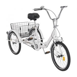 Tricycle Pliant 20 (Blanc) - V&eacute;lo &agrave; Trois Pliant 20 - V&eacute;lo en Acier &agrave; Haute Teneur en Carbone pour Adulte - Tricycle Portable