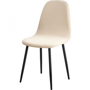 DrmKer Housse de Chaise de Salle à Manger Scandinave Beige 2 Pieces Housse de Chaise Extensible Jacquard Couverture de Chaise
