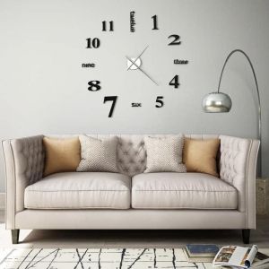 SALE 2025Pendule Murale Horloge Suspendu - Horloge murale 3D Design moderne - 100 cm XXL Noir chill660716