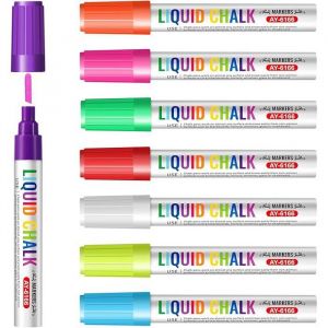 Feutre Craie Vitre Effacable 6mm Pointe Feutre Tableau Blanc Effacable Craie pour Tableau Noir Effacable Chalk Multicol MARQUEUR