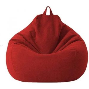 Housse de Pouf Poire - Noname - 80 x 90 - Coton et Lin - Rouge - Int&eacute;rieur