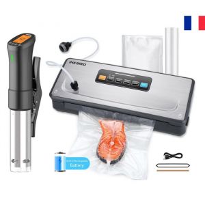 INKBIRD Machine Sous Vide Alimentaire rechargeableCoupeur Int&eacute;gr&eacute;80Kpa2000mAhRouleaux et Sacs+Cuiseur Sous Vide Thermoplongeur