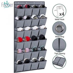 Range Chaussures Porte Suspendu en Tissu Avec 24 Poches 155 x 55 cm Organisateur de Chaussures Pour Placard de Salle de Bain