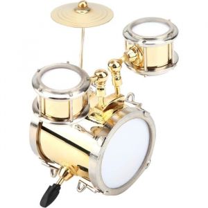 Ornement de Tambour Miniature Mini Instrument de Musique Miniature en Laiton Mod&egrave;le de R&eacute;plique de Batterie Ornement de Batteur