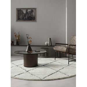 Tapis Shaggy Rond - THE CARPET - Bahar - Noir Blanc - 160 cm - Doux et Insonorisé