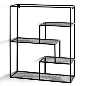 Etagère murale 4 niveaux en métal laqué noir - Longueur 50 x Hauteur 60 x Profondeur 18 cm