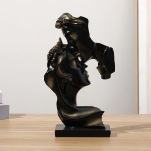 Statue de Couple cr&eacute;ative en Forme de Baiser - Statue R&eacute;sine Baisers Amant Sculpture Bureau Art Moderne Figure D&eacute;corationB