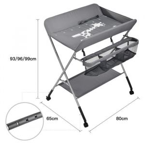 Table à langer pliable MQUWENHU® Gris - Réglable en Hauteur - Multifonctionnelle