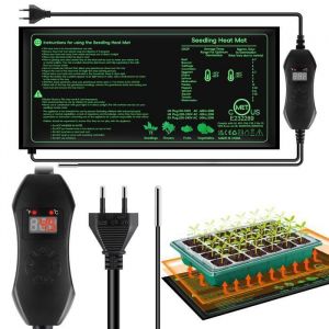 Tapis Chauffant pour Semis 25 * 52 cm Tapis Chauffant avec Contr&ocirc;leur de Thermostat Num&eacute;rique apis Chauffant pour des Plantes