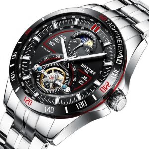 Suisse Montres Hommes Automatique M&eacute;canique Marque de Luxe Affiche Phase de Lune &Eacute;tanche Lumineux Tourbillon - Acier