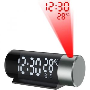 DRE-Reveil Projecteur Plafond Horloge Digitale Projecteur 180&deg;R&eacute;veil Projection avec Temp&eacute;rature Snooze Mode NuitLuminosit&eacute;