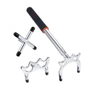Pont de queue de billard rétractable - ESTINK - Kit de 3 têtes interchangeables - Acier inoxydable - Blanc