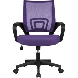 Chaise de Bureau Ergonomique en Maille Violet - YAHEETECH - Siège et Base Larges - Hauteur Réglable