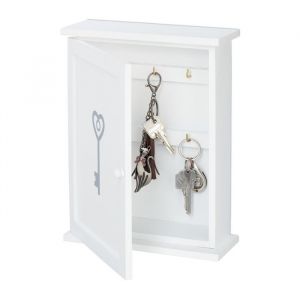 Relaxdays Boîte à clefs en bois motif clé style maison de campagne à suspendre HxLxP 29 x 22 x 8 cm blanc