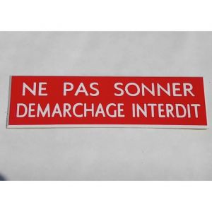 Plaque gravée adhésive NE PAS SONNER DEMARCHAGE INTERDIT 29 x 100 mm
