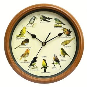 Horloge murale simple et silencieuse avec son réveil rond chantant des oiseaux cadeau de pendaison de crémaillère créatif