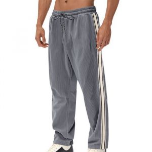 Pantalon Homme de jogging Grande Taille Pantalons de Sport Homme Velours C&ocirc;tel&eacute; Respirant Casual Running Fitness Poches - Gris