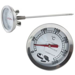 VILDE Thermom&egrave;tre de Fumoir Acier Inox 16 cm - Plage de 0 &agrave; 300&deg;C - Installation facile sur porte de fumoir
