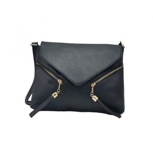 Sac &agrave; Main - Femme - Fabriqu&eacute; en France - Cuir - Noir - Franges - Bandouli&egrave;re Non Amovible - 3 Poches Zipp&eacute;es - 30 x 21 x 8 cm