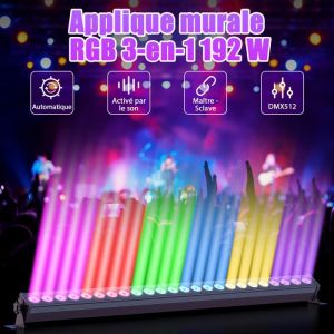 Barre &agrave; LED - UKING - DMX 24 LED RGB - 192W Avec T&eacute;l&eacute;commande - Pack de 1 jeux de lumi&egrave;re