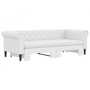 Lit banquette 2 places - Canapé/Lit de jour et lit gigogne et matelas blanc 90x200cm similicuir CAL6508633