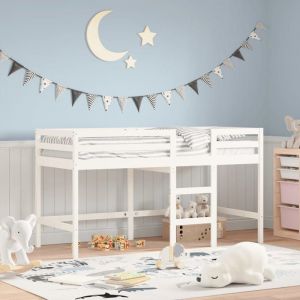 CHIC Lit Single 1 Place Lit mezzanine enfants échelle blanc 90x200 cm bois pin massif Design30625