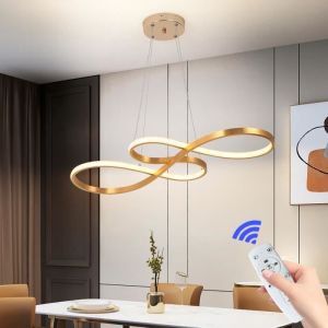 Chandelier - Golden Arc LED Suspension Dimmable Remote Control Led Acrylic Chandelier Modern Chandelier Luminous Note
