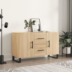 Buffet bas - AKO - Chêne Sonoma - Bois dingénierie - Métal - 2 portes - 100x36x60 cm
