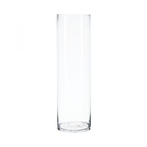 Vase Cylindrique - PARIS PRIX - Transparent - D. 15 x H. 50 cm - Verre - Contemporain - Design