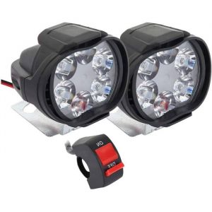 Lot de 2 Phares Moto LED Additionnels 12V Anti Brouillard avec Interrupteur pour Moto Truck et Scooter couleurs multiples LARGEIGHT