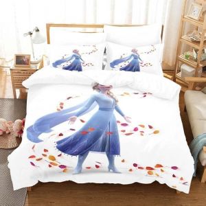 La Reine des Neiges Housse De Couette Enfant Ado Fille 3 Pi&egrave;ces 3D Frozen Parure De Lit +2 Taie doreiller 200x200cm [137]