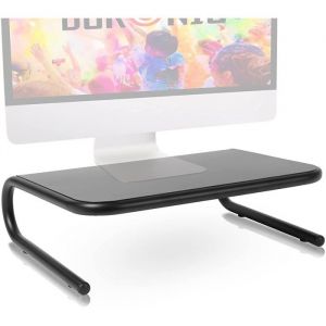 Duronic DM071 Rehausseur d&eacute;cran en m&eacute;tal noir  Hauteur de 11 cm  Capacit&eacute; de 10kg  Espace de rangement sous le support pour