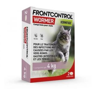 FRONTLINE FrontControl Wormer Vermifuge pour chat - 2 comprim&eacute;s large spectre