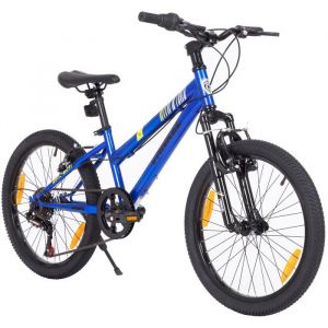 VANKEL Vélo Enfant 20 Pouces – Vélo de Montagne Garçon/Fille 6 à 10 Ans – Frein V-Brake Monovitesse – Bleu Sport