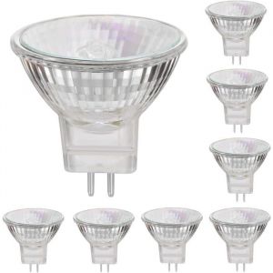 MR11 12V 35W lampes halog&egrave;nes GU4 base spot 2800K blanc chaud dimmable pack de 8