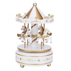 Bo&icirc;te &agrave; Musique Carrousel VVIKIZY - Rose - 4 Chevaux Tournants - Pour Enfants et Filles