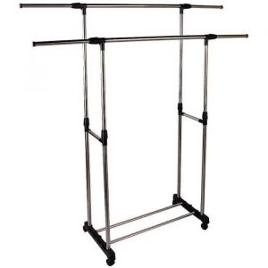 Portant-Penderie Double GOTOTOP - Hauteur et Largeur R&eacute;glables - Noir